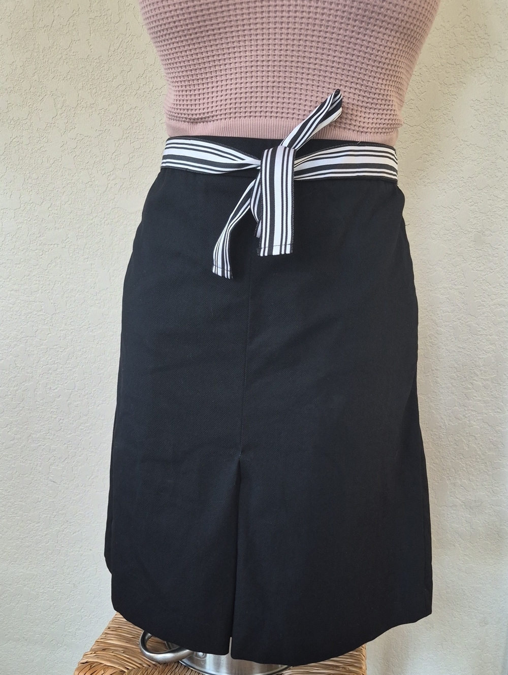 Talbots Petite Front Tie Front Inverted Pleated Cotton Skirt Sz Medium Petite